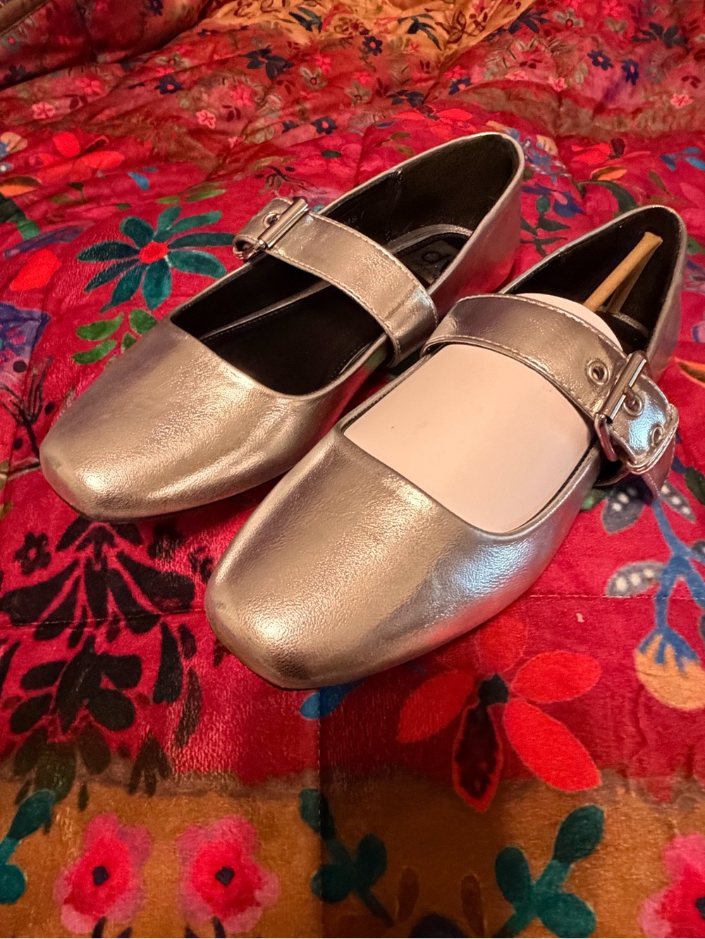 Dolce Vita Metallic Silver Mary Jane Flats